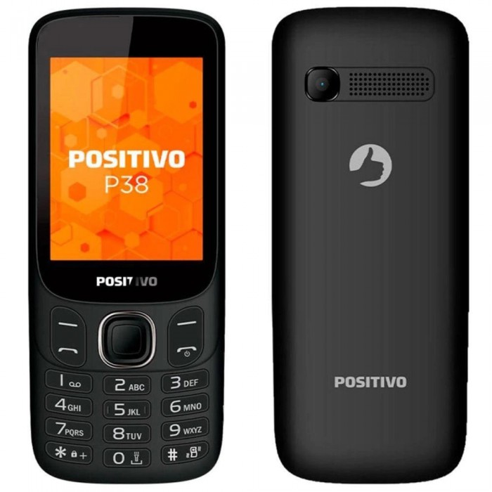 Celular Positivo P38 3G Dual Chip, Tela 2,8" QVGA, Memória Interna 128MB, Memória RAM 64MB, Bluetooth 2.1, Preto